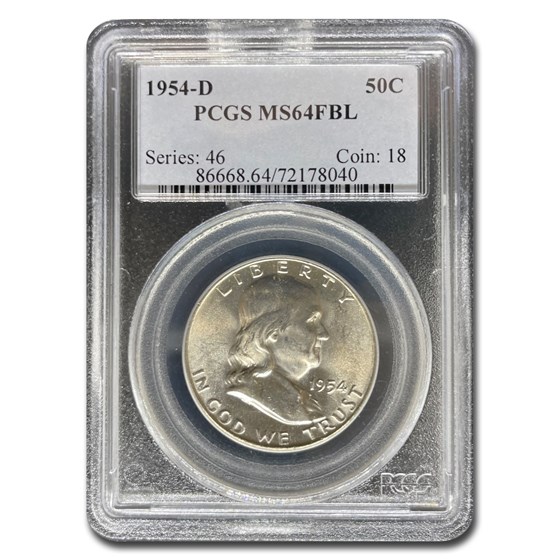 1954-D Franklin Half Dollar MS-64 PCGS (FBL) 1954-D Franklin Half Dollar MS-64 PCGS (FBL)